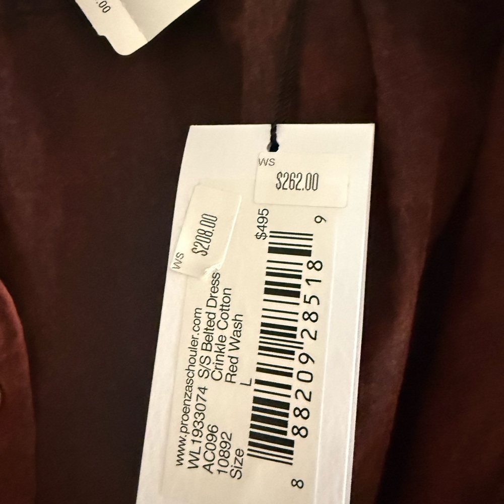 Proenza Schouler Short Sleeve Button-Down Shirt Dress in Rust - Picture 3 of 4